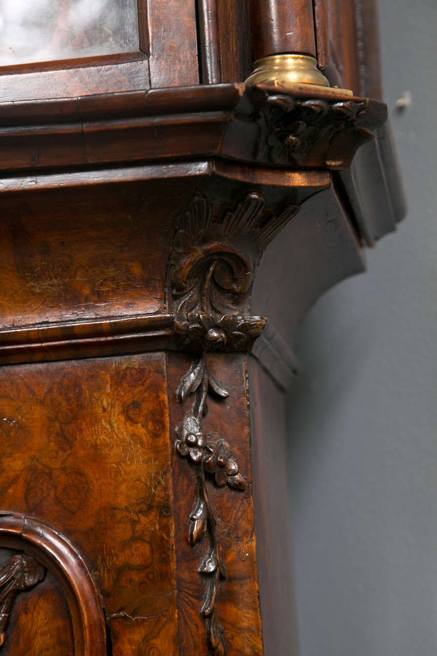 18th Century Burl Walnut Tall Case Clock by Gerrit Knip In Good Condition In Stamford, CT