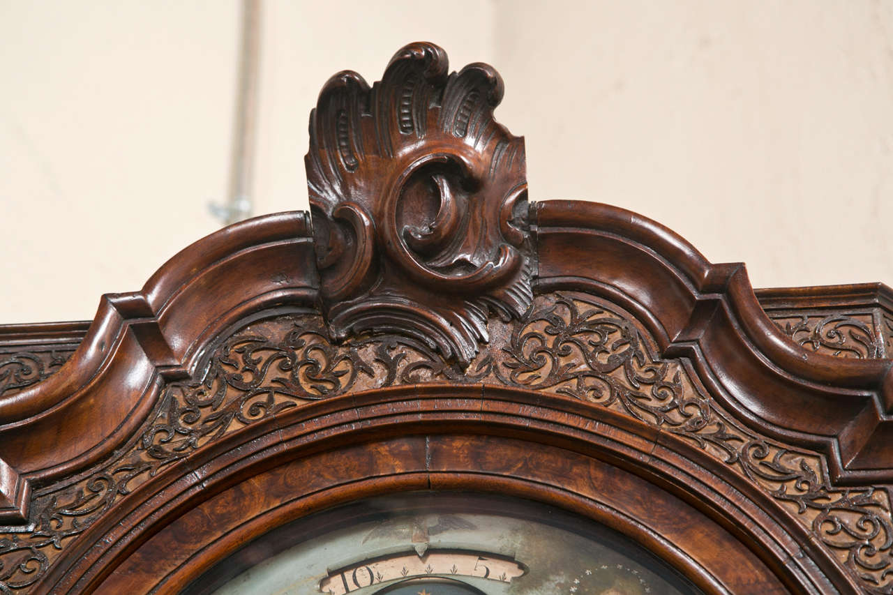 18th Century and Earlier 18th Century Burl Walnut Tall Case Clock by Gerrit Knip