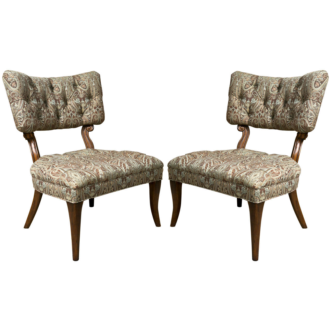 Pair of Kravet James Mont Style Lounge Chairs
