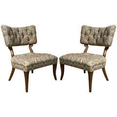 Pair of Kravet James Mont Style Lounge Chairs