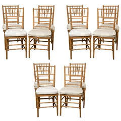 Set of Twelve Faux Bamboo Side Chairs