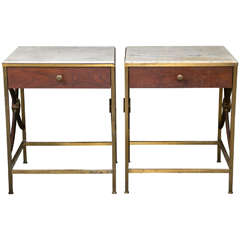 Pair of Singer & Sons Marble Top End Tables.