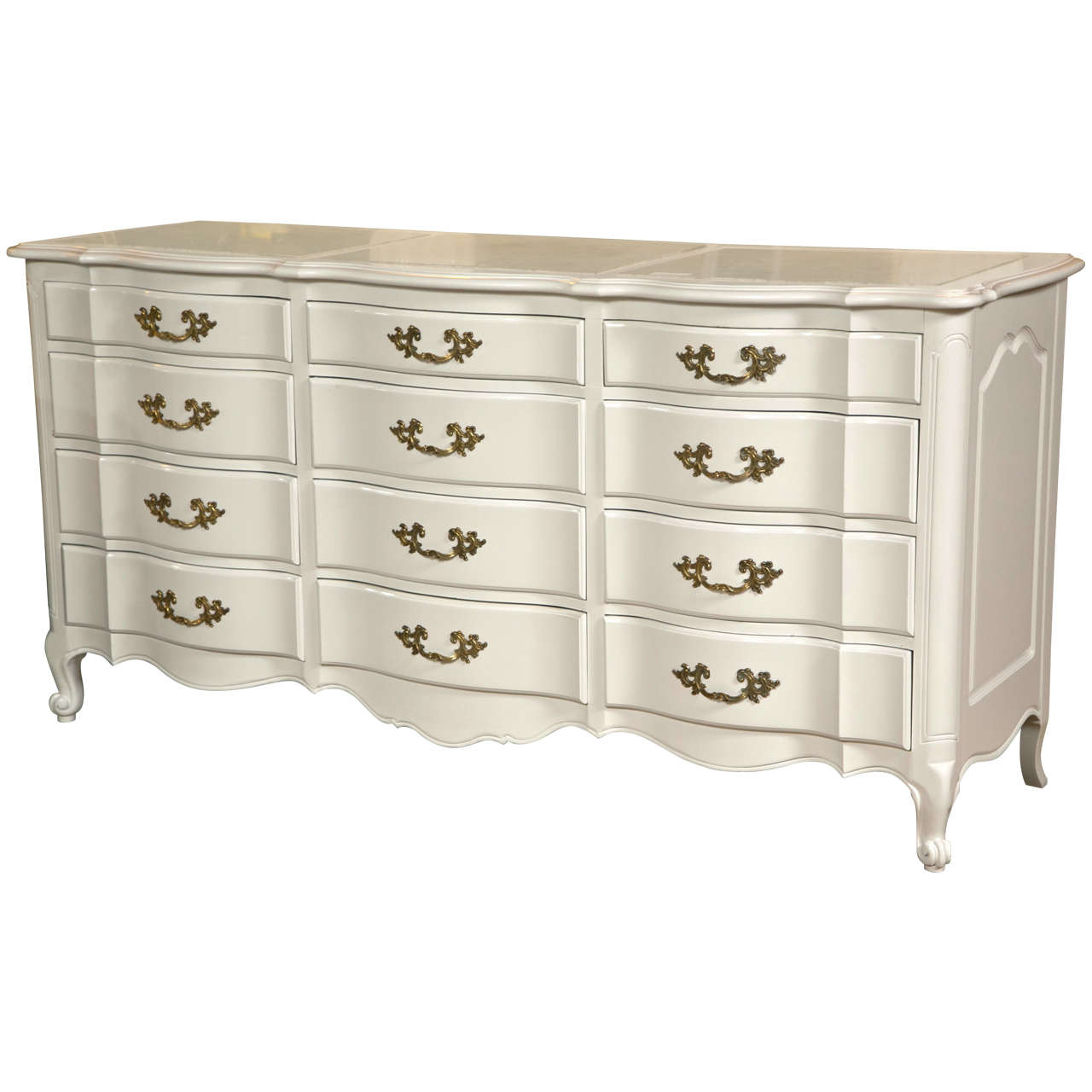 White 12 Drawer Triple Dresser With Marble Top At 1stdibs