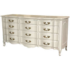 White 12-Drawer Triple Dresser with Marble Top