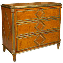 19th Century Russian Neoclassical Burled Commode