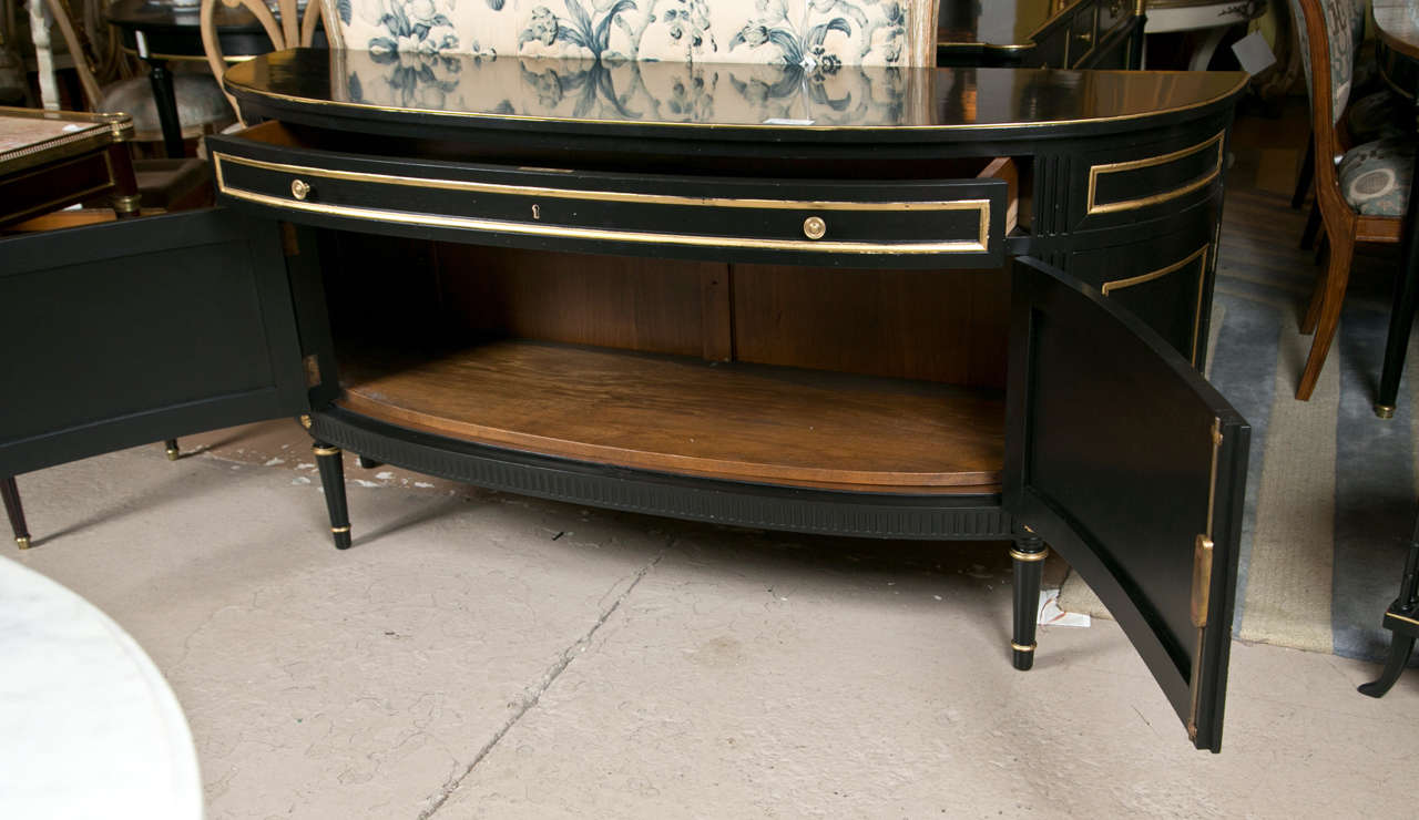 Mid-20th Century French Directoire Style Ebonized Demi Lune Sideboard attributed to Jansen