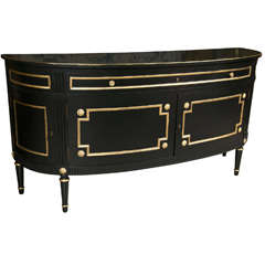 French Directoire Style Ebonized Demi Lune Sideboard attributed to Jansen