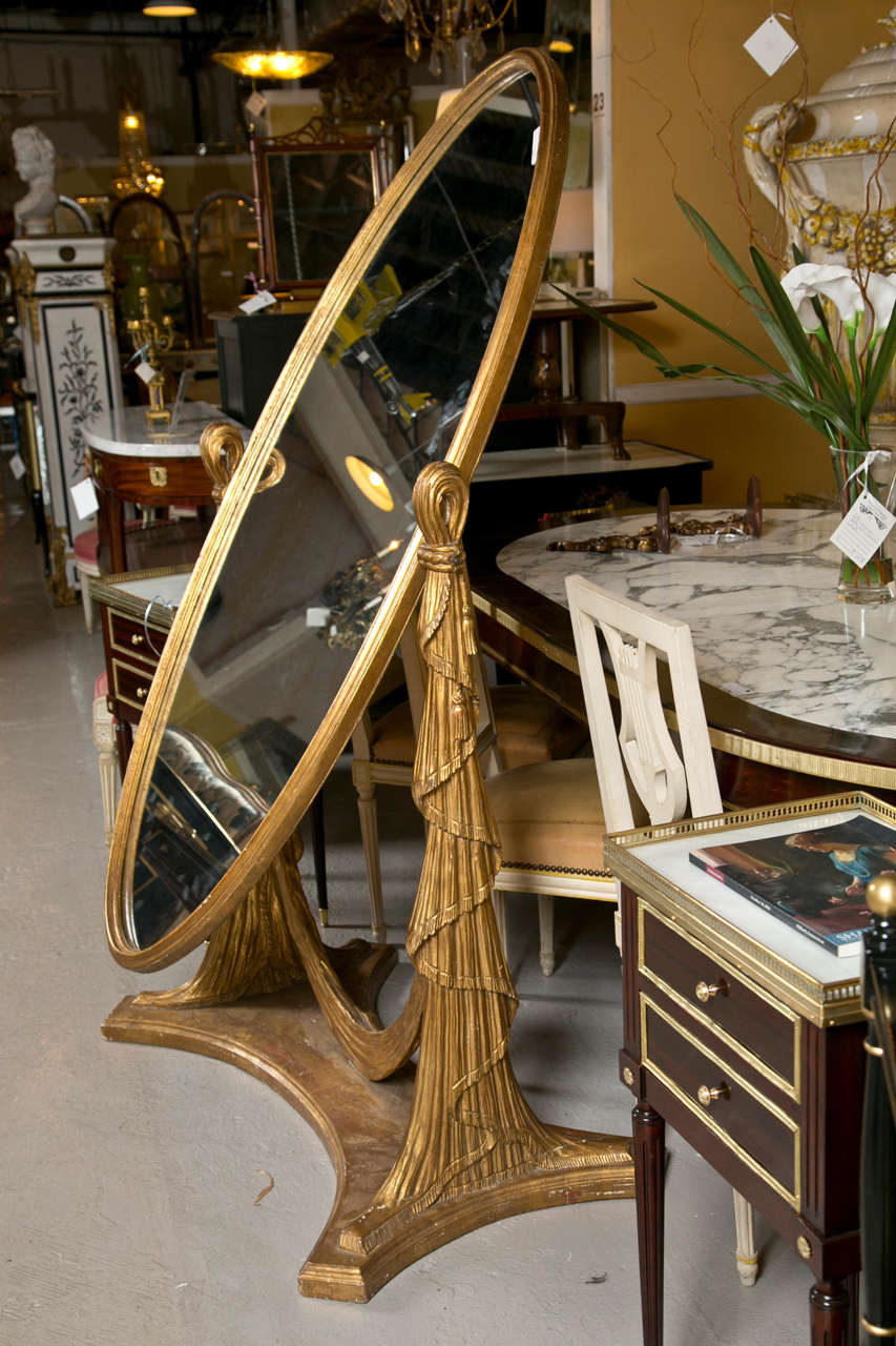 Unique Hollywood Regency Style Gilded Cheval Mirror 1