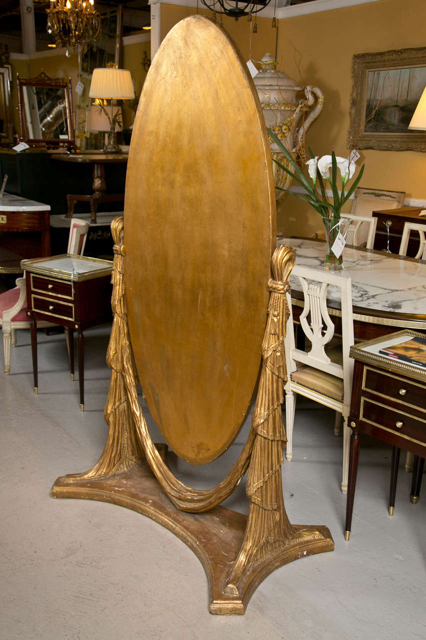 Unique Hollywood Regency Style Gilded Cheval Mirror 2