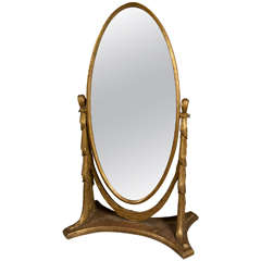 Unique Hollywood Regency Style Gilded Cheval Mirror