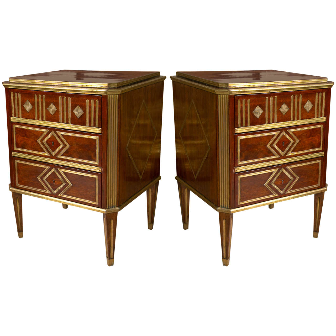 Pair of Russian Neoclassical Style Nightstands