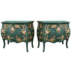 Pair of French Louis XV Style Painted Commodes