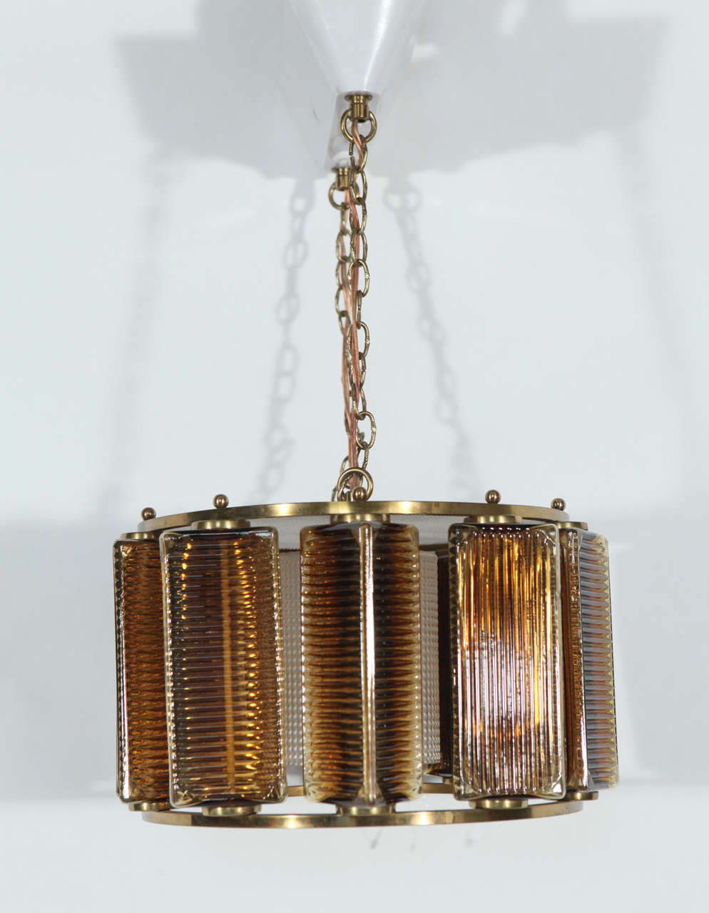 BRASS AND GLASS LIGHT FIXTURE, SWEDEN, c. 1960 For Sale 4