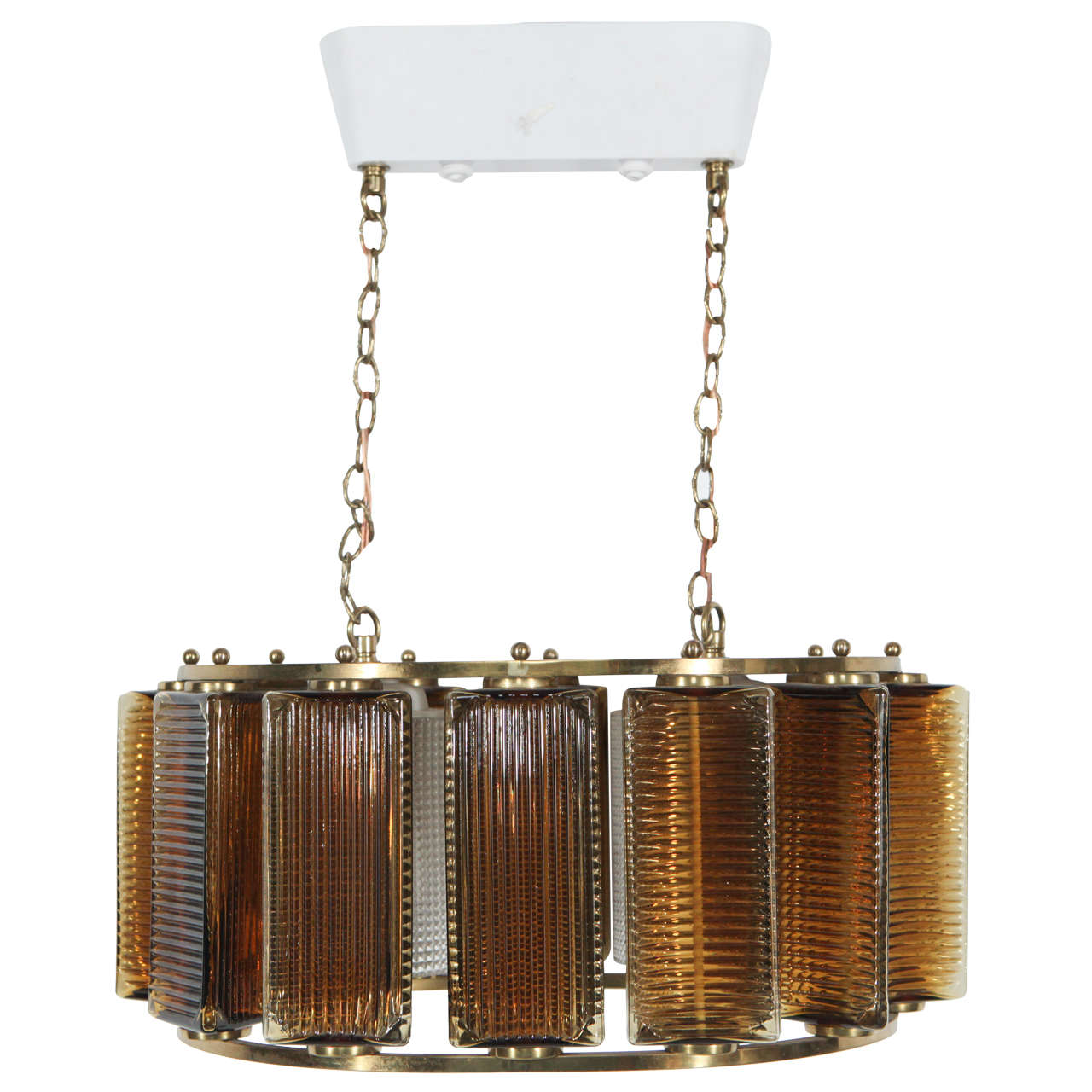 BRASS AND GLASS LIGHT FIXTURE, SWEDEN, c. 1960 For Sale