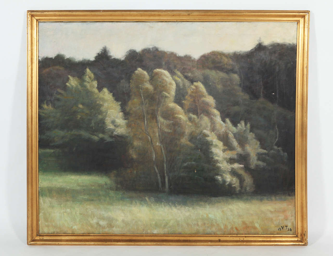 Landscape painting by Vilhelm Tetens, Denmark, 1938. 
Monogrammed and dated.
Oil on canvas.