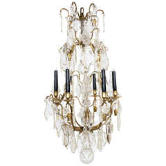 Antique 19th Century Louis XV Style Bronze and Cut Glass 9 Light Chandelier