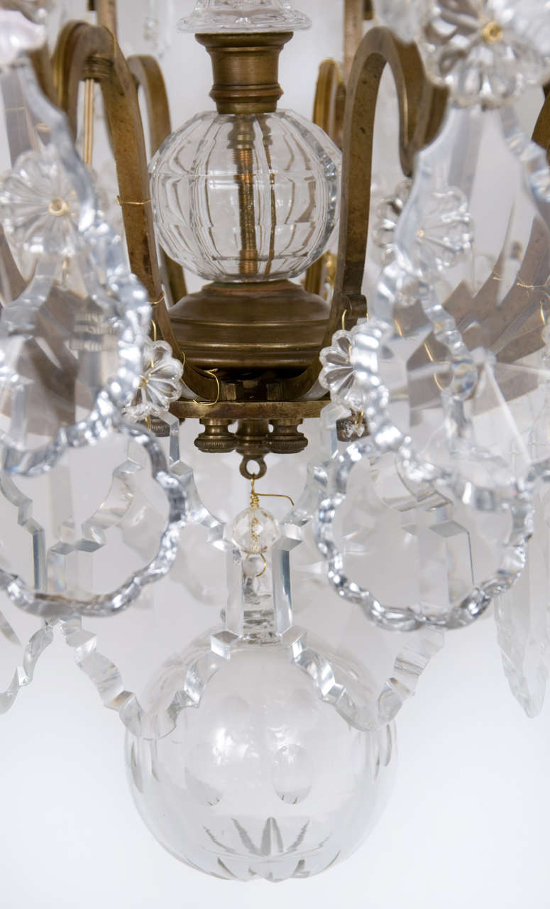 Louis XV Style Bronze and Glass Six Light Chandelier For Sale 2