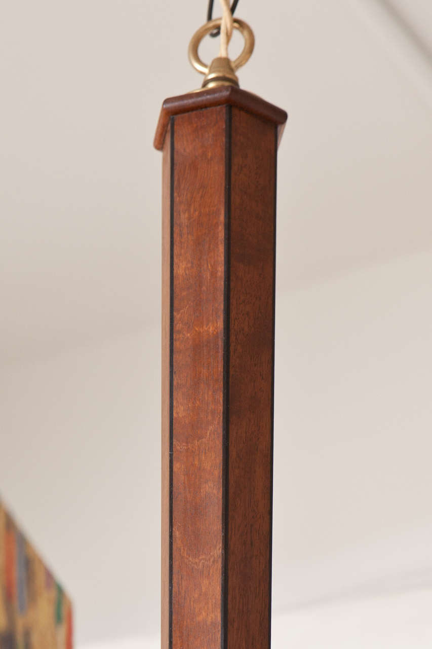 20th Century German Wood & Mica Six-Arm Chandelier