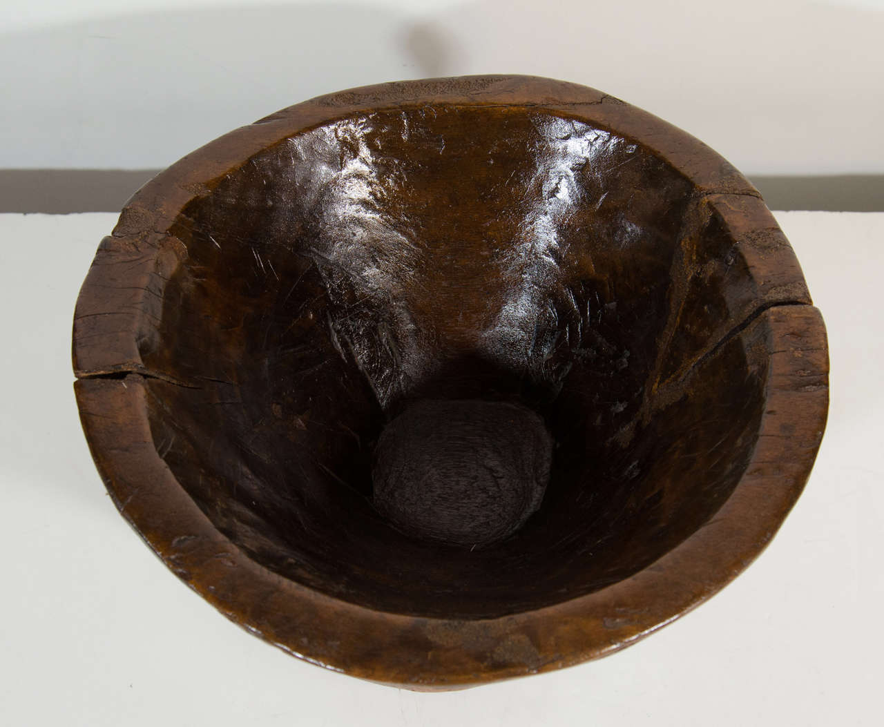 Indonesian Vintage Rustic Carved Teak Wood Bowl
