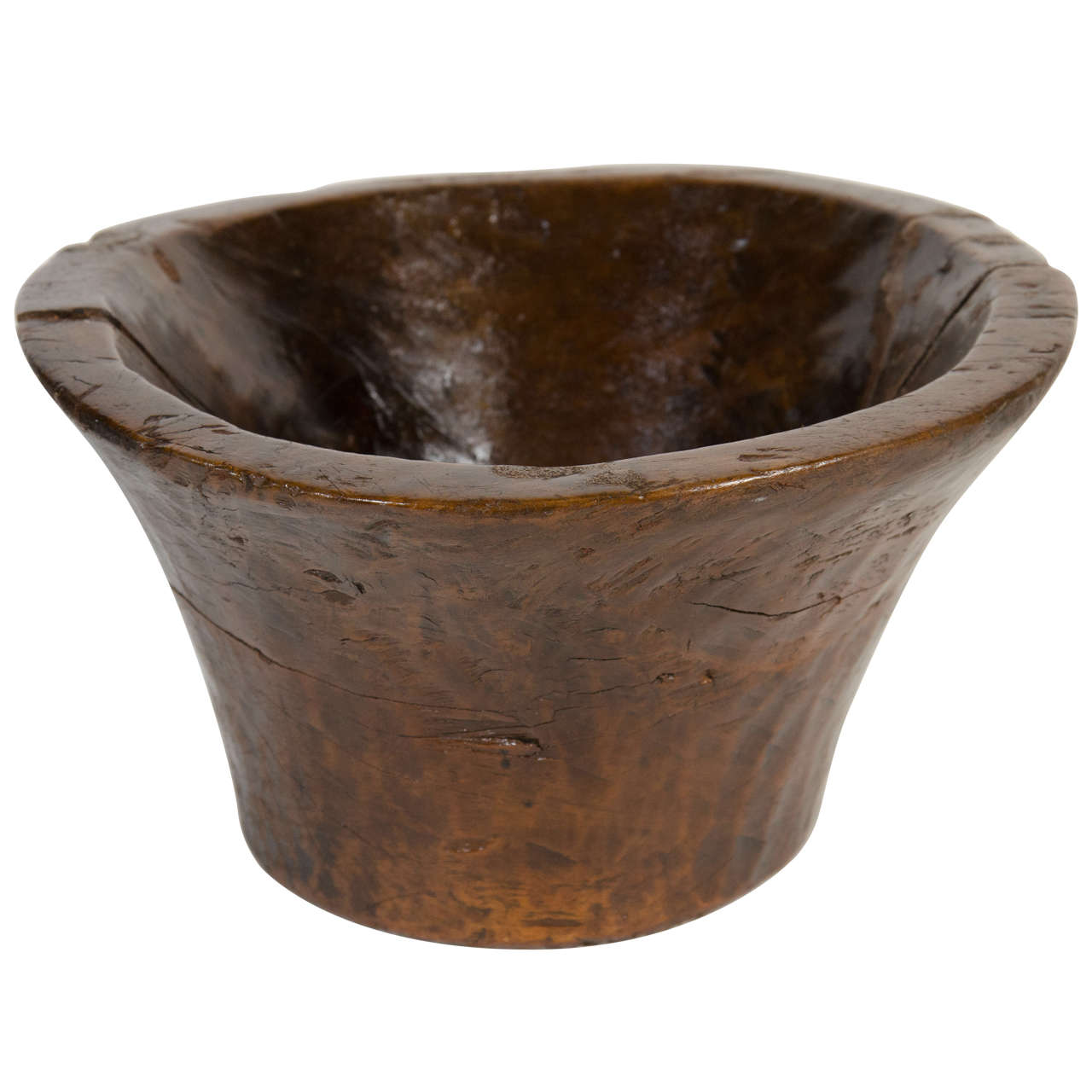 Vintage Rustic Carved Teak Wood Bowl