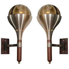 Pair of Rare Vintage Wall Lanterns in the Style of Arredoluce