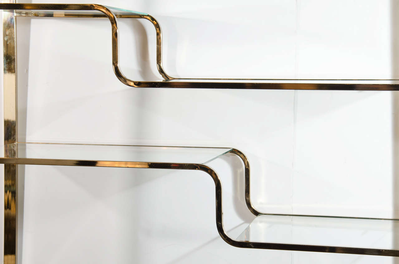 Mid Century Modern Brass Etagere by Milo Baughman In Excellent Condition In Fort Lauderdale, FL
