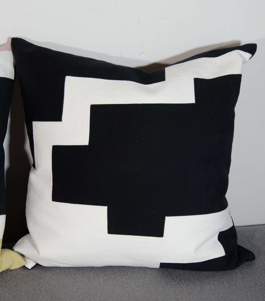 Mid-Century Modern Architectural Italian Linen Throw Pillows by Arguello Casa