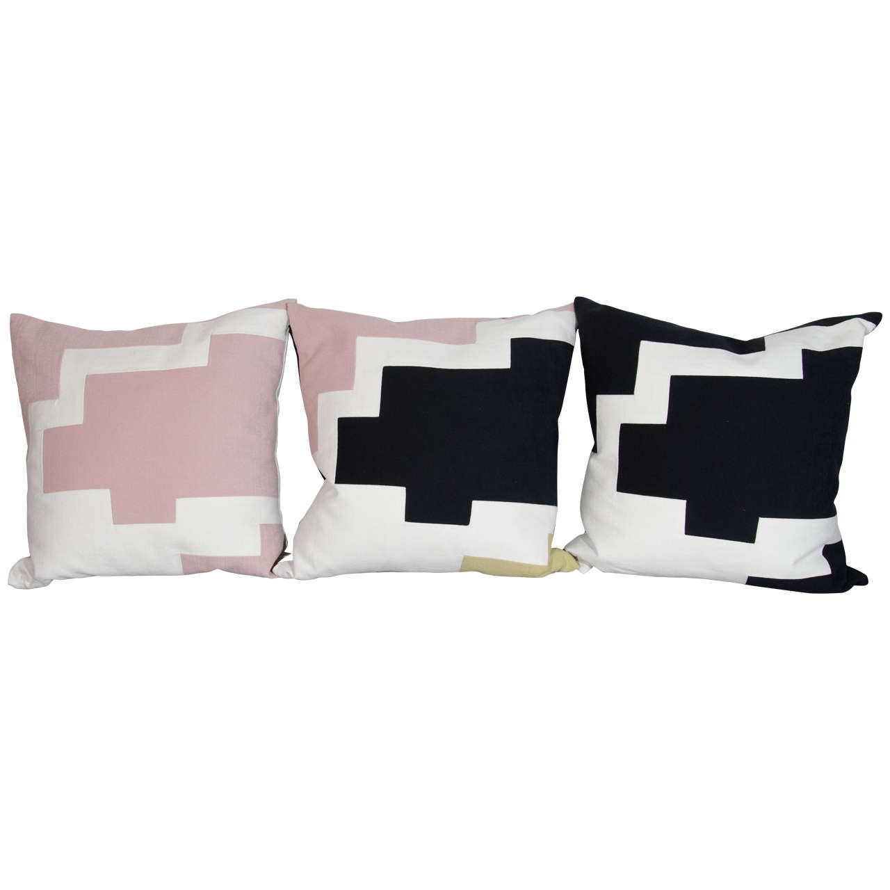 Couture throw pillows by Arguello Casa with abstract designs, inspired by the architectural skyline of New York City.  Individually handcrafted in New York, culminating in day long stitching process, and using the finest of Italian linens.  In hues