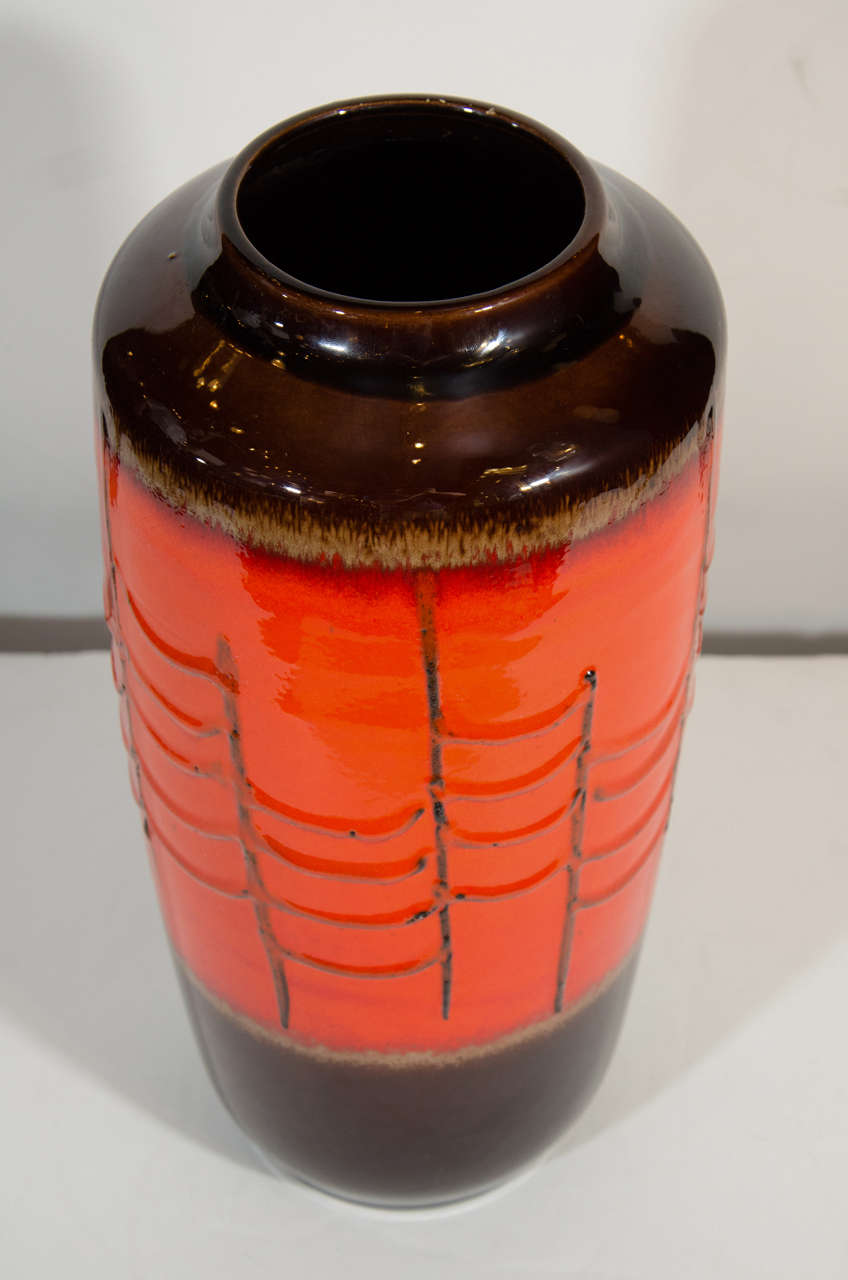 German Mid-Century Modern Pottery Glazed Lava Vase by Scheurich