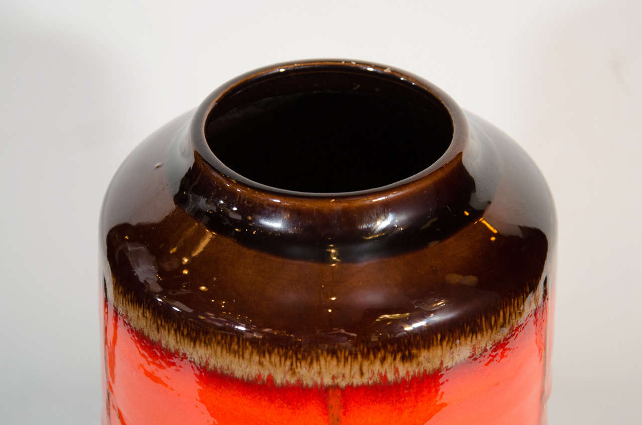 Mid-Century Modern Pottery Glazed Lava Vase by Scheurich In Excellent Condition In Fort Lauderdale, FL
