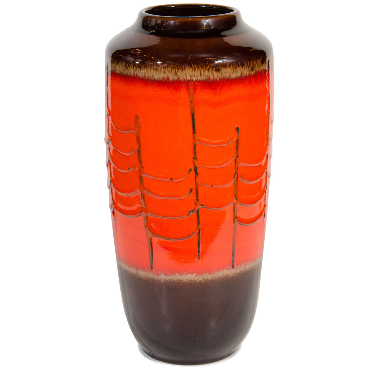 Mid-Century Modern Pottery Glazed Lava Vase by Scheurich