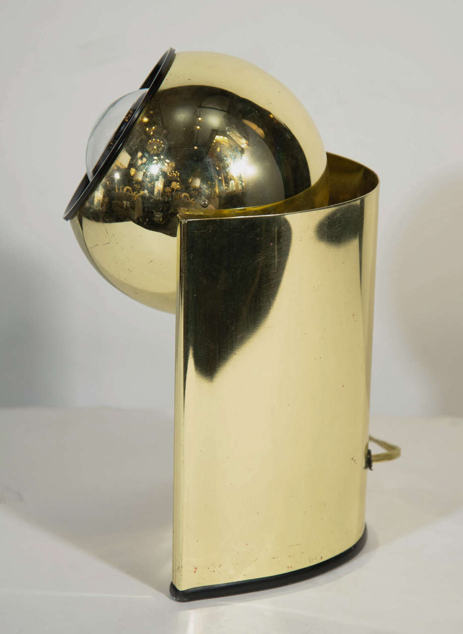 Enameled Pair of Mid-Century Brass Spot Lights in the Style of George Kovacs