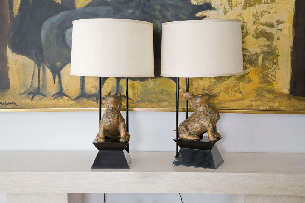 Pair of William Haines Armature Lamps with Original Bronzes 6