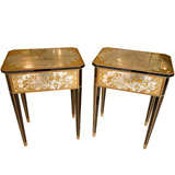 A Pair of Eglomise Decorated Bedside Tables