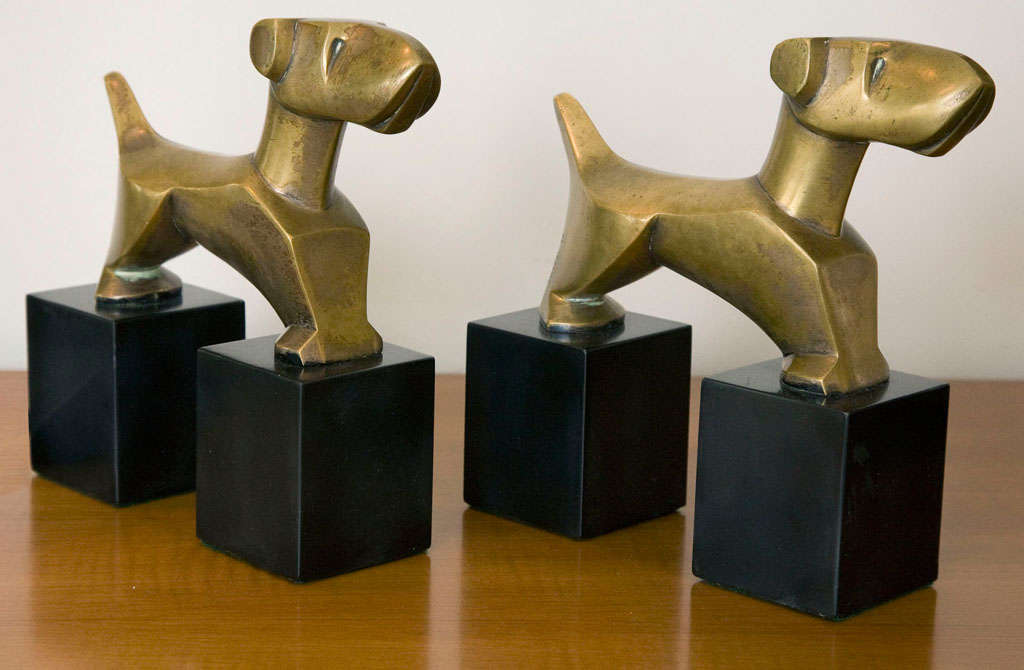 Pair of French Bronze Art Deco Dog Bookends by E. Nikolski 6
