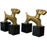 Pair of French Bronze Art Deco Dog Bookends by E. Nikolski