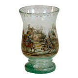 Bohemian Crystal Hand Painted Equestrian Vase with Controlled Bubbles