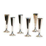 Set of 6 Silverplate Hexagonal Trumpet Vases
