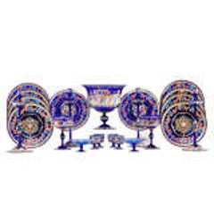 Salviati, Complete Venetian Hand Blown Cobalt Blue Table Service 11