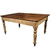 Antique English Painted Farm Table with Parana Pine Top