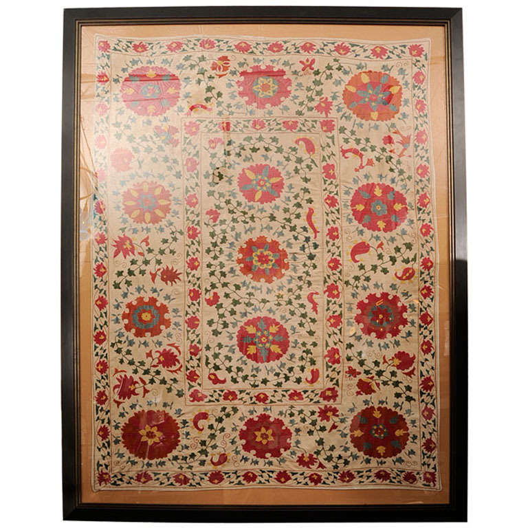 Embroidered Uzbek Sousani , Framed For Sale