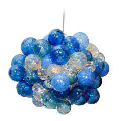 Small Glass Bubble Chandelier with Handblown Bubbles in  Assorted Shades of Blue