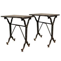 Pair Zinc and Iron Pedestal Tables