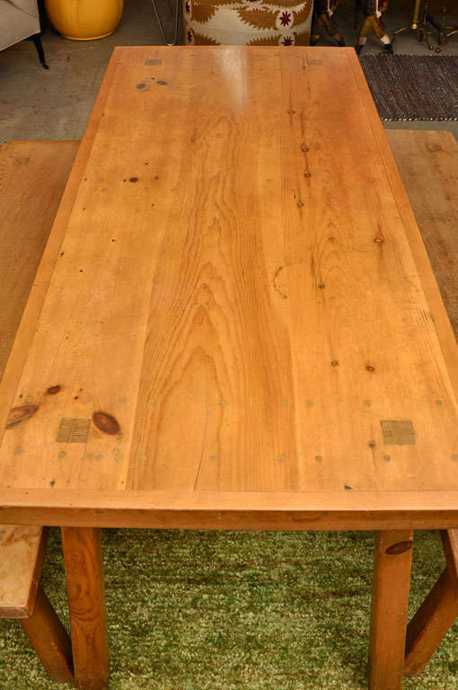 Solid Douglas Fir Dining Table with Benches 2