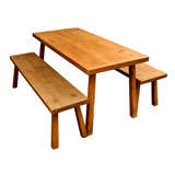 Solid Douglas Fir Dining Table with Benches