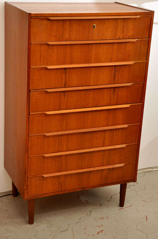 1960's Eight Drawer Teak Dresser 1