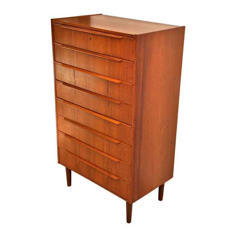 1960's Eight Drawer Teak Dresser