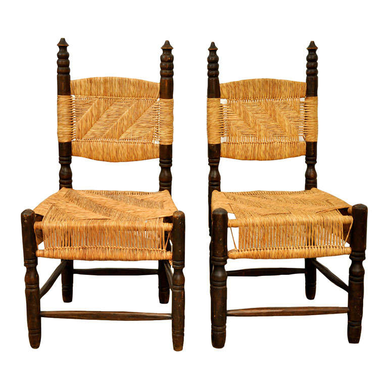 Vintage Pair of Turned Wood Side Chairs