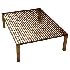 Metal Grid-Top Coffee Table