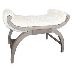 Paul Marra Neoclassical Bench in Curly Goat